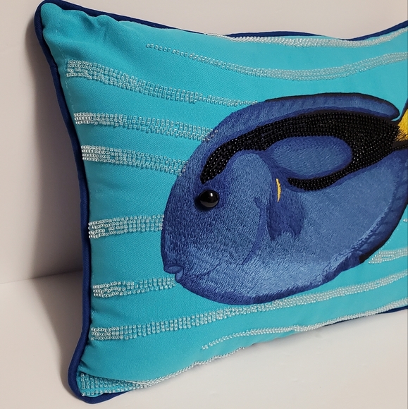 Pier 1 Imports Blue Tang Fish Accent Pillow - Picture 2 of 11